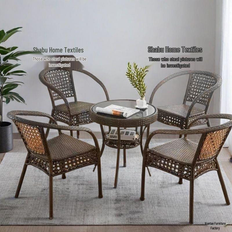 Элегантное водонепроницаемое плетеное кресло из ротанга ручной работы - Утолщенное, высококачественный дизайн для дома