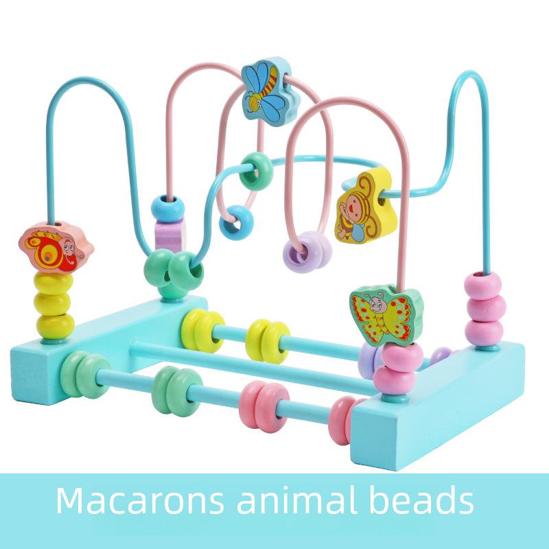 Wooden Fruit & Animal Beads: Educational Toys for Kids' Intelligence & Hand-Eye Coordination Development
