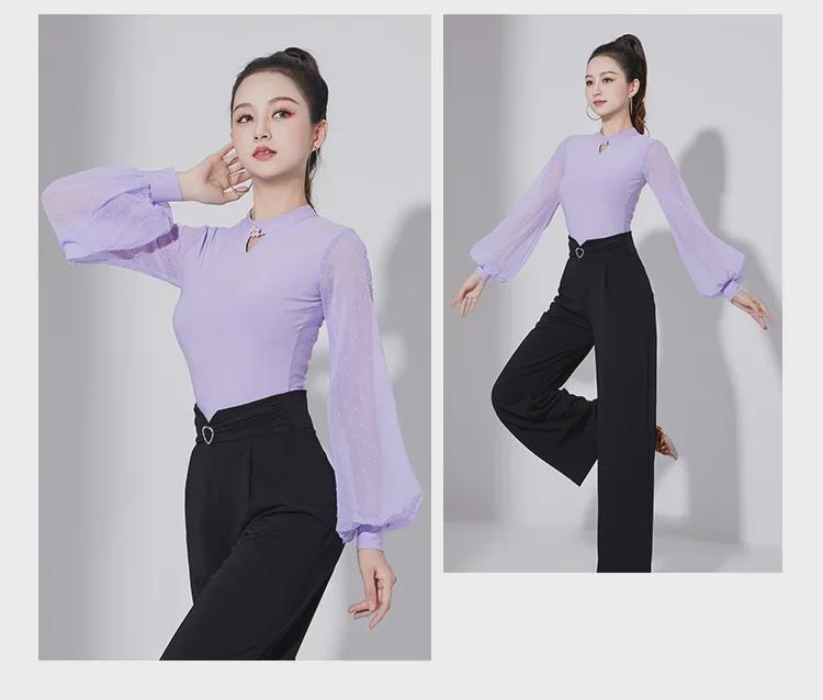 Женский современный комбинезон с рукавами-фонариками, защитой шеи и высоким воротником - танцевальная одежда National Standard