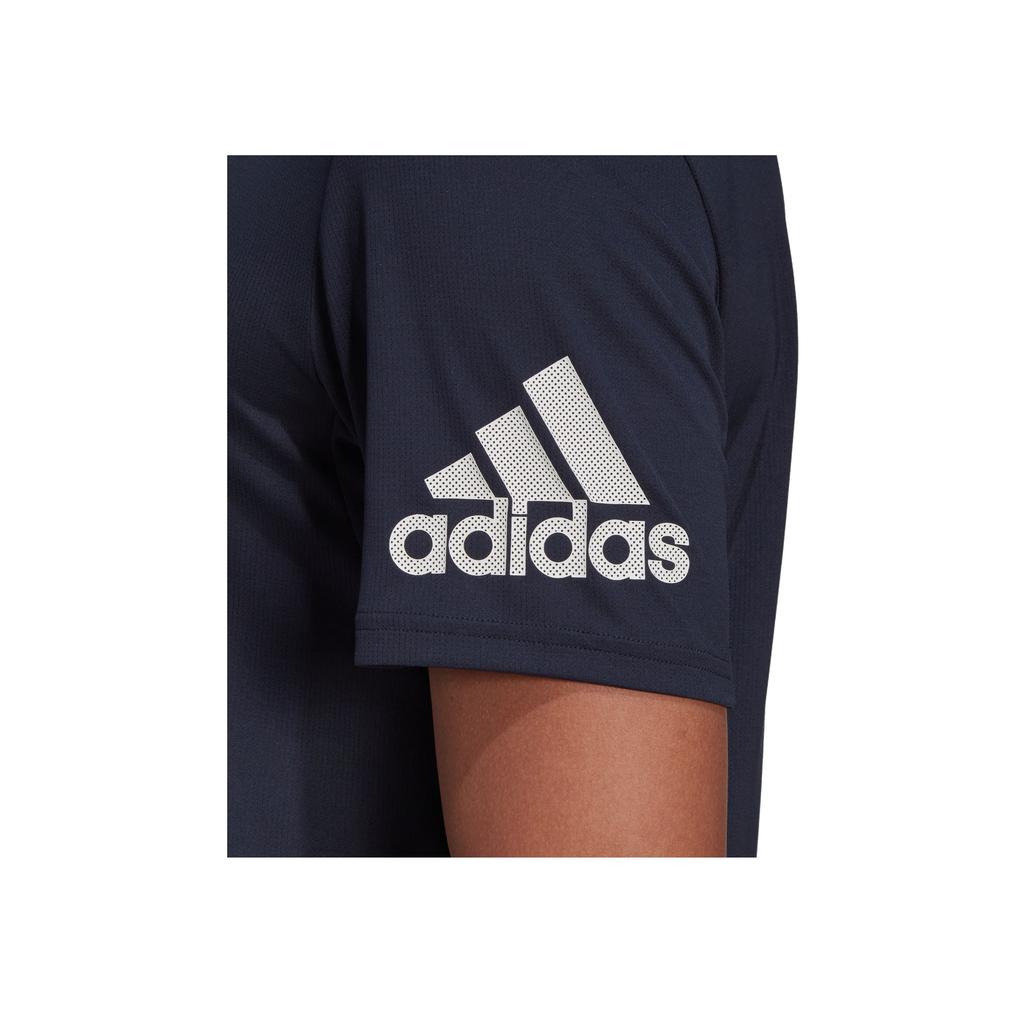 Adidas SS22 Run It Tee With Logo Print On Sleeve Men Tops Blue HL3966