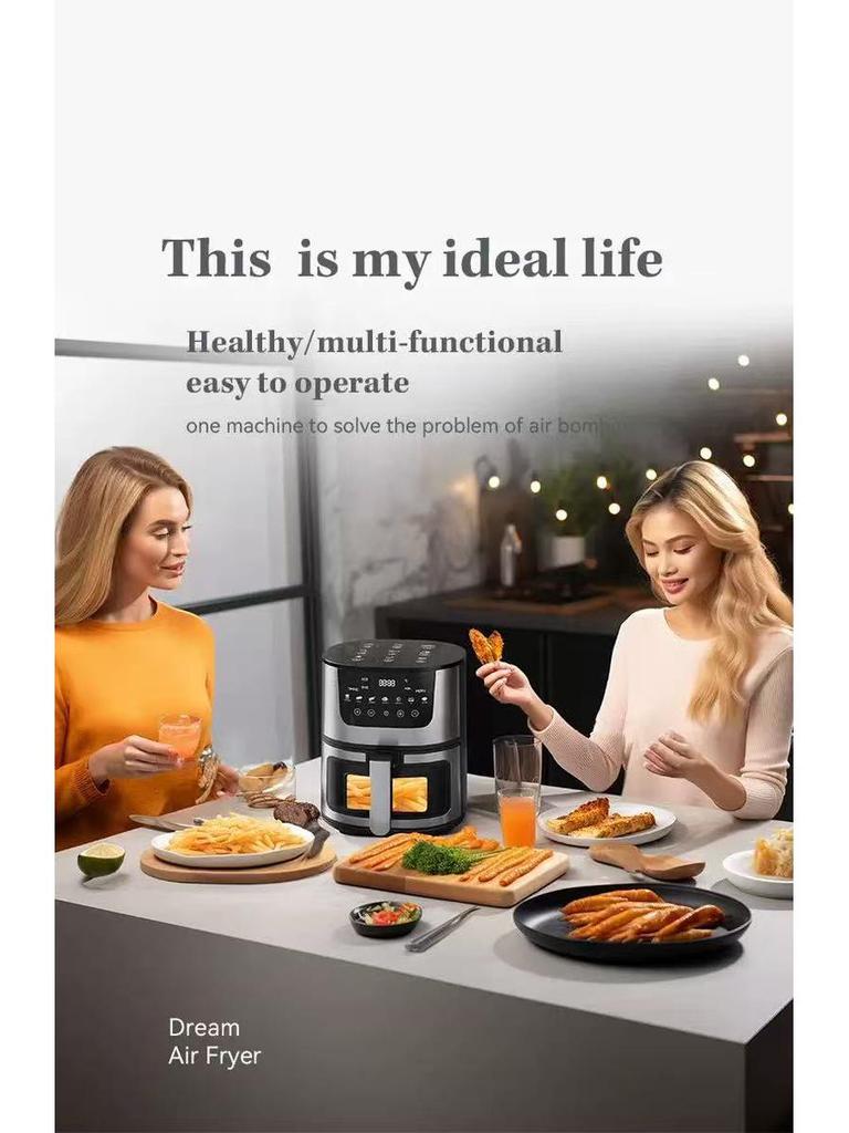 Cross-Border 7L Air Fryer: Oil-Free, Low-Fat, Touchscreen, All-in-One Oven with Visible Window.