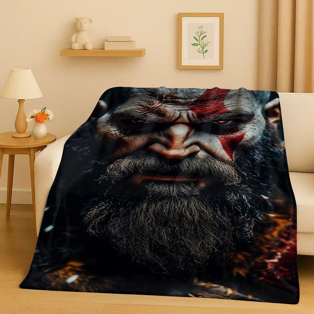 3D Кратос God of War Мультяшный Геймер Фланелевое Одеяло, Ультра Мягкий Теплый Плюшевый Плед для Дома Спальни Кровати Дивана Покрывало Пикника Детей