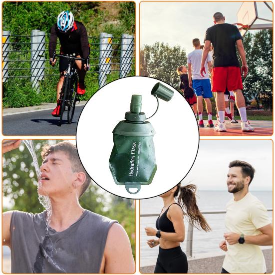 Soft Flask Water Bag Food-grade Collapsible Hydration Pack Bottle Reusable Leakproof Outdoor Water