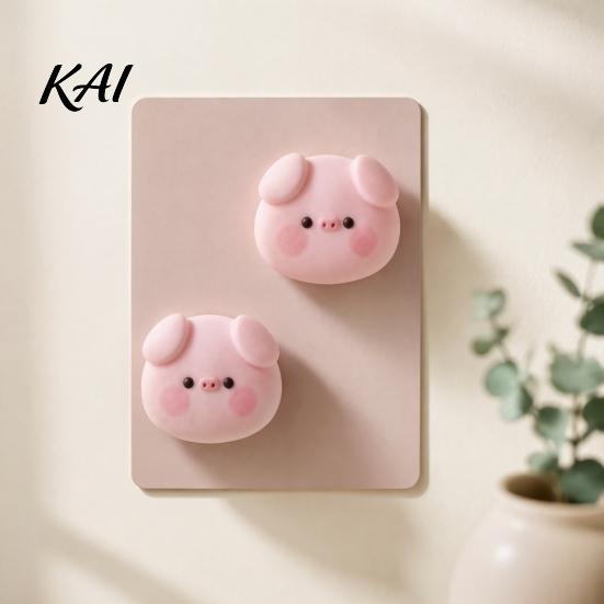3D Refrigerator Magnet 2Pcs Pink Pig Head Magnet, Resin Cartoon Magnetic Animal Shaped Magnets Decoration, Memo Note Photo Holder for Kitchen