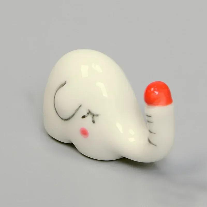 1pc Ceramic Cute Chopstick Holder Tableware Japanese Style Underglaze Restaurant Simple Oval Spoon Bracket Utensil for Kitchen