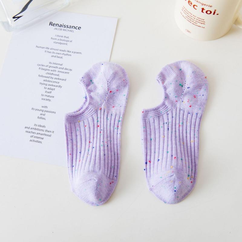 Женский летний тонкий стиль чистый хлопок цвет мелкий вырез нескользящие не спадающие с невидимыми носками-лодочками