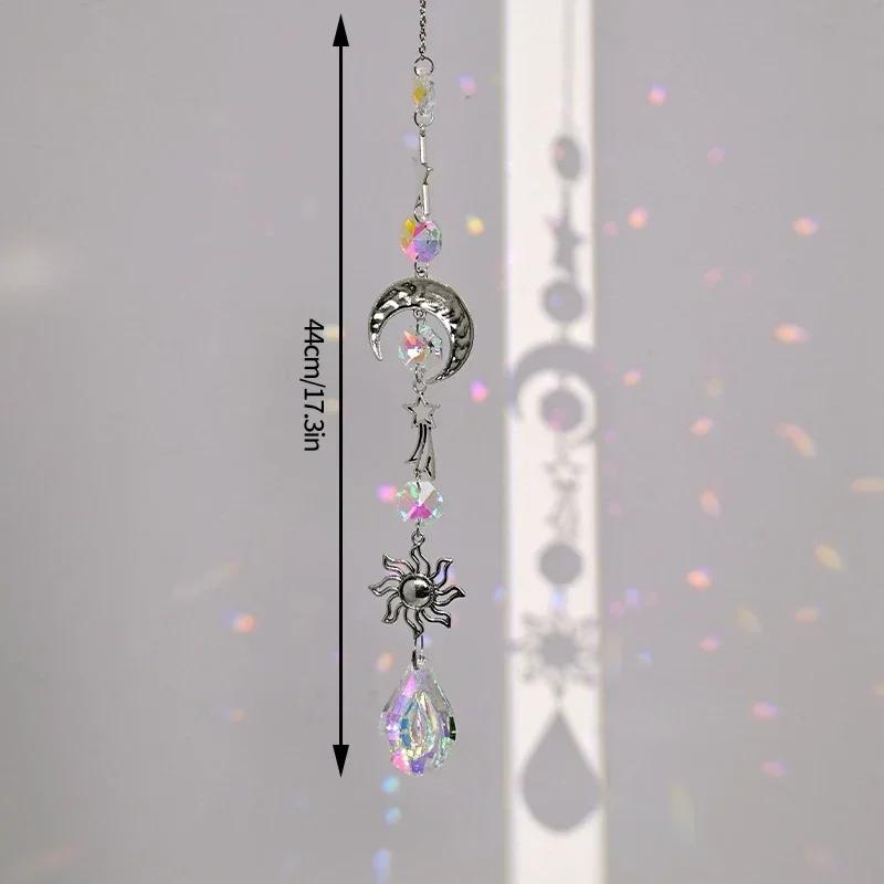 Crystal Suncatcher Sun Moon Tree Wind Chime Prisms Hanging Angel Butterfly Pendants Rainbow Chaser Garden Decor Window Drop Bell