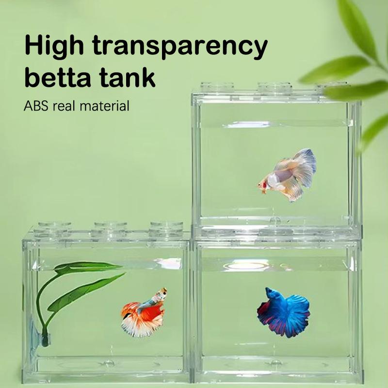 Aquarium Mini Fish Tank Reptile Pet Led Light Box Stackable Aquarium Cylinder Landscape Seaweed For Home Office Decoration