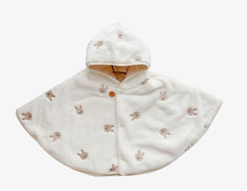 Детская флисовая накидка с капюшоном INS Coral - вышитая, ветрозащитная, теплая шаль