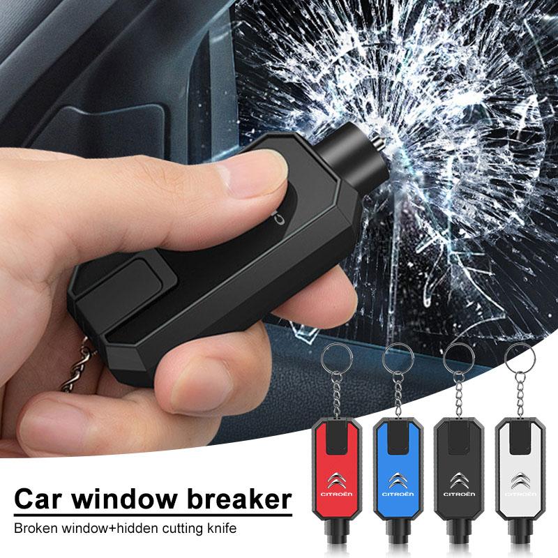 Car Window Breaker Hammer, Seatbelt Cutter with Keychain Car Escape Tool For Citroen DS3 DS4 DS5 LS DS6 C1 C2 C3 C4 C5 C6 C8 WR3