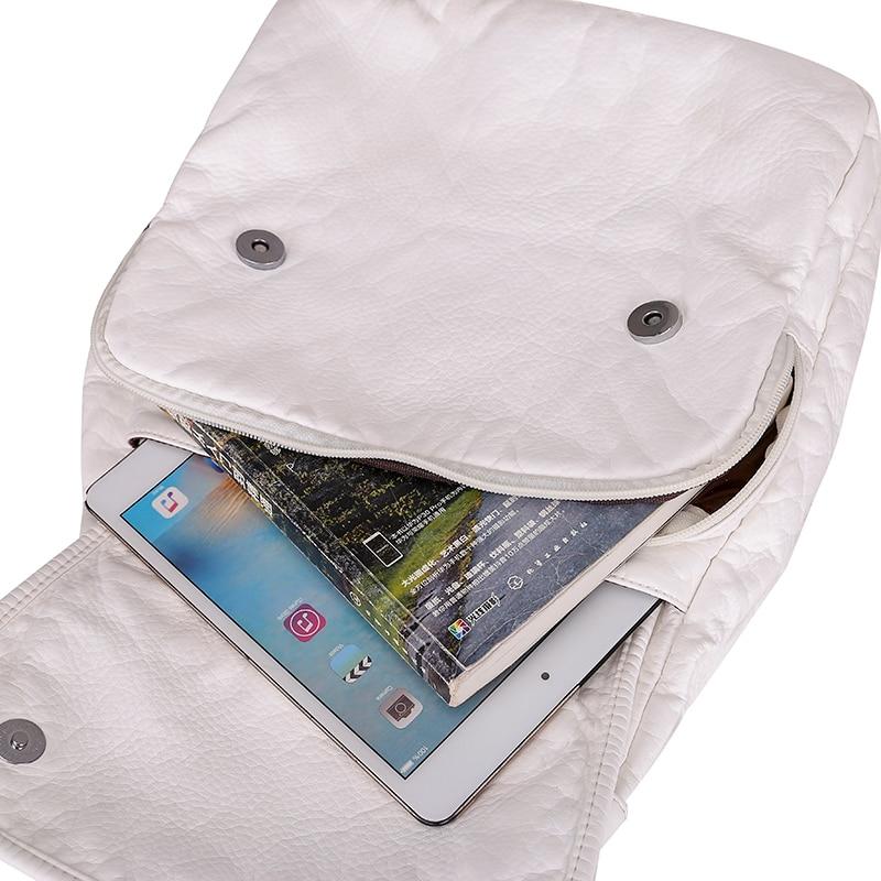 Многофункциональные белые рюкзаки Модные вымытые из мягкой ПУ кожи Рюкзак против кражи Большая вместимость Школьная сумка для девочек-подростков CLE