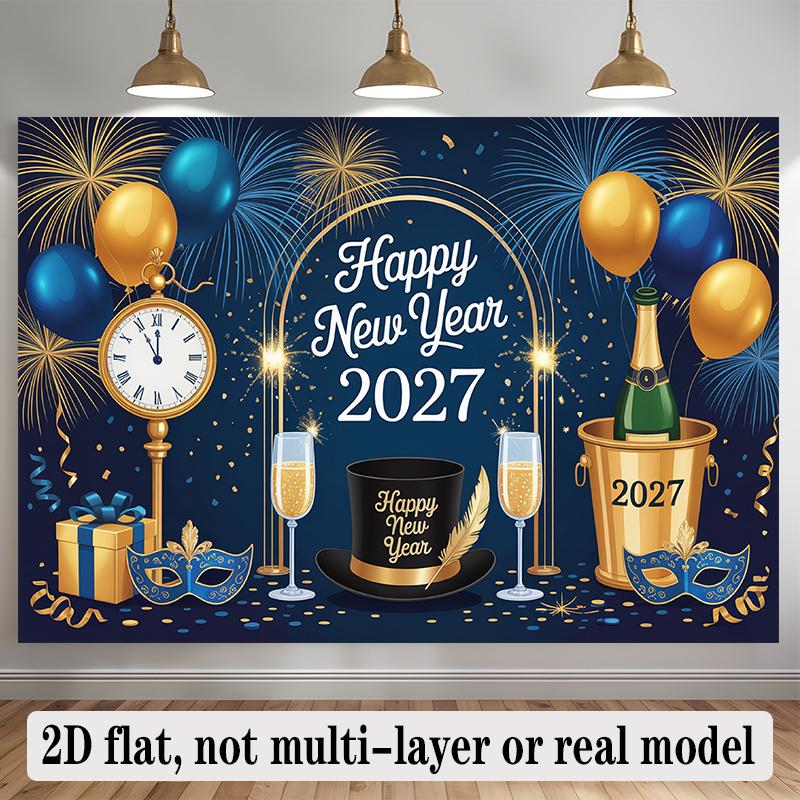 2D Flat 2D Flat Banner Design Banner Holiday Blue2027New Year Backdrop Balloons Pattern For Indoor Outdoor Celebration Wedding Birthday