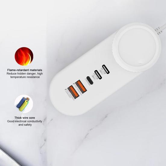 Зарядная розетка Plug-and-Play Стабильный выход Двойной интерфейс USB Type-C Высокоскоростная передача Быстрая зарядка 35 Вт PD USB C Сетевой фильтр Товары для дома