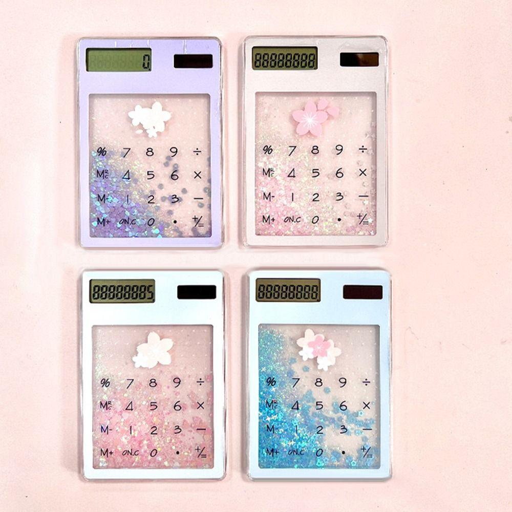 Прозрачный Мини Солнечный Калькулятор Зыбучие Пески Школьные Принадлежности Милая Студенческая Канцелярия Школа