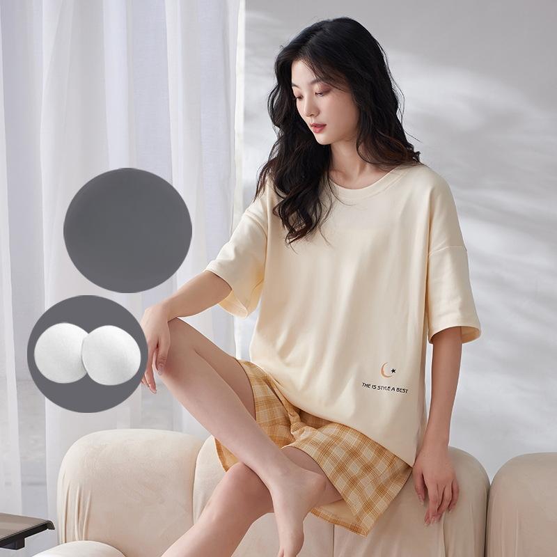 Пижама женская летняя с подушками, милые и симпатичные шорты, можно носить поверх хлопкового костюма с короткими рукавами, домашняя одежда