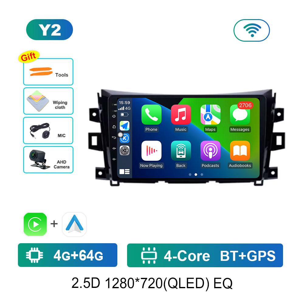 DSP Стерео Автомагнитола Мультимедийный плеер для Nissan NAVARA Frontier NP300 2015 - 2024 Navi GPS HD Экран WiFi Android 14 Bluetooh