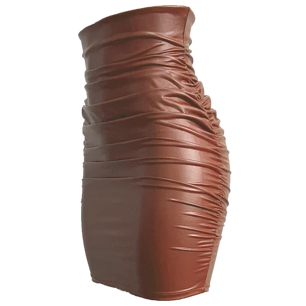 Европейская и американская юбка больших размеров из искусственной кожи с плиссировкой - обтягивающая бедра, короткая юбка для женщин