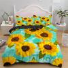 3D Пододеяльник с изображением подсолнуха King Queen, комплект постельного белья с желтыми цветами, цветочные зеленые листья, покрывало из 2/3 предметов из полиэстера, пододеяльник