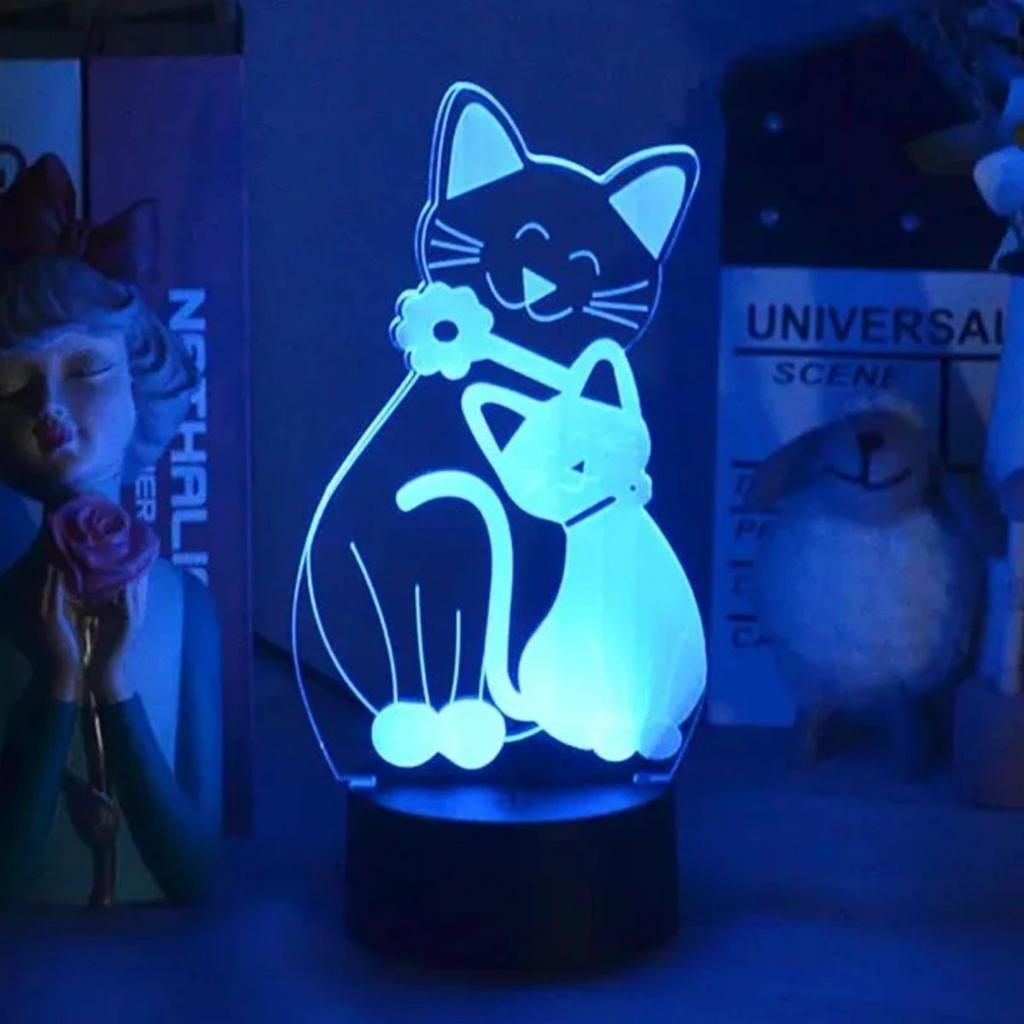 USB-ночник в виде кошки с 3D-эффектом, сенсорным управлением и 7-цветным режимом, изменением цвета для создания атмосферы, ночник, украшение для спальни, настольная лампа в подарок.