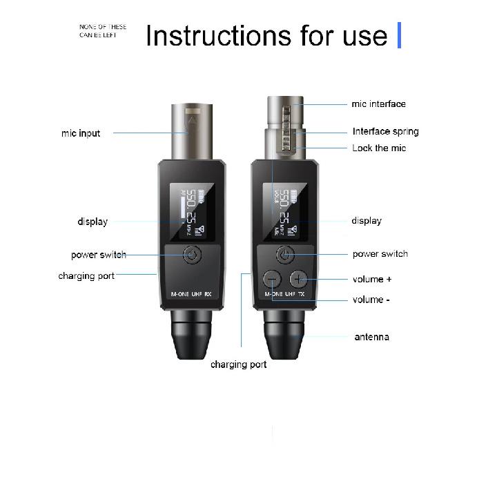 M-ONE UHF Microphones DSP Wired To Wireless System XLR Transmitter Receiver Signal Adapter For Dynamic 48v Condenser Microphone