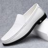 Fashion Genuine Leather Men Casual White Gentleman Loafers Slip On Shoes Low Heel Walking Male Comfortable Driving Shoes Brand Moccasins