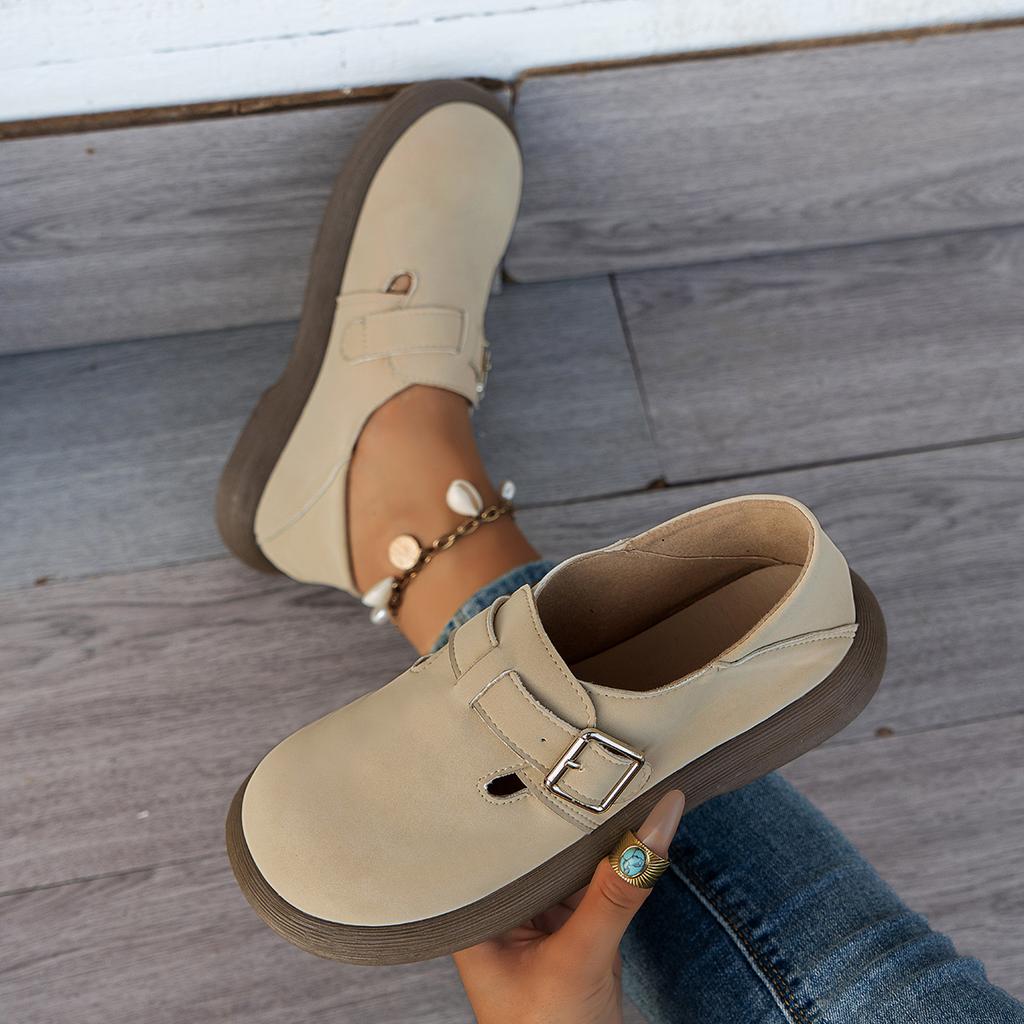 Модная весна-осень женская обувь на низком каблуке, удобная обувь для отдыха, женские классические мягкие лоферы, туфли-лодочки, женская ретро обувь в британском стиле с пряжкой, на толстой подошве
