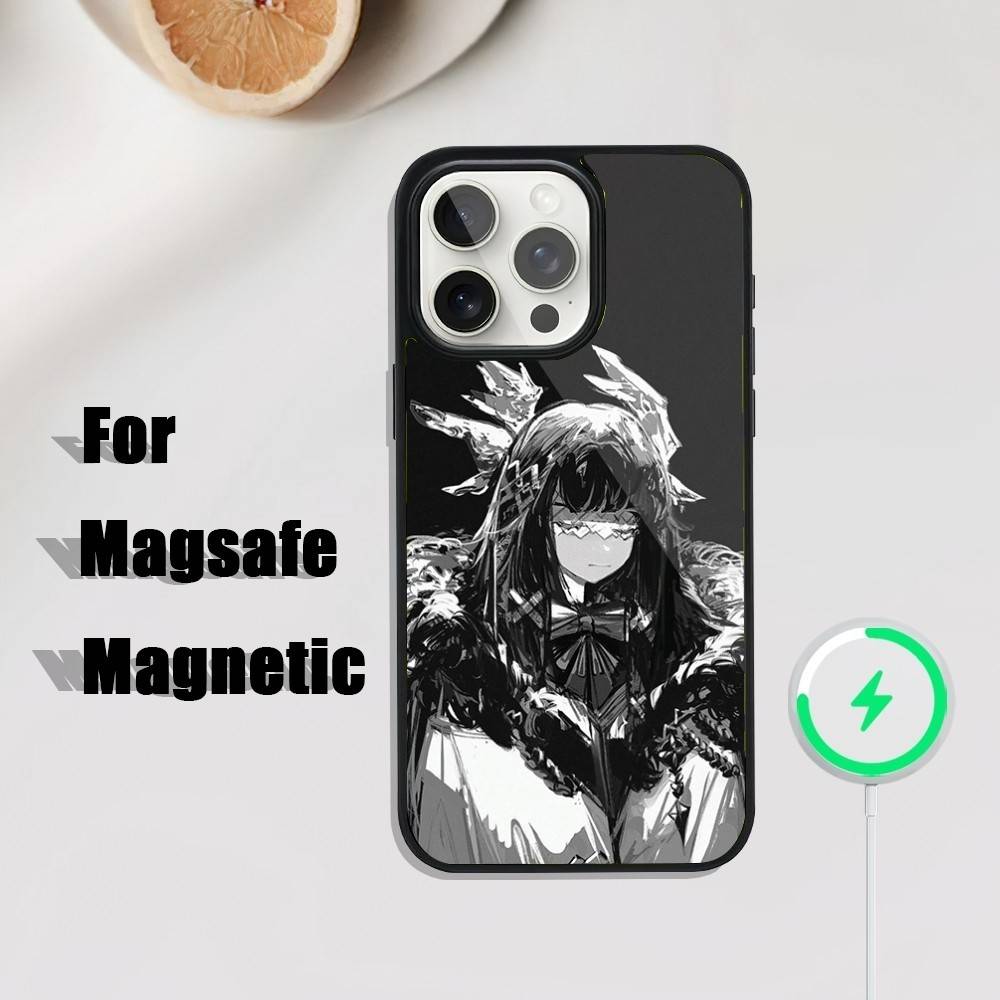 G-Genshin Impact Коломбина Чехол для телефона для iPhone 17,16,15,14,13,12,11,Pro,Max,Plus,Mini,SE4,E Магнитный Magsafe Беспроводная зарядка