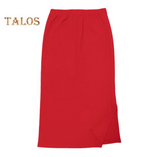 Женская юбка-миди со средней посадкой и разрезом сзади, однотонная вязаная юбка, офисная женская юбка с запахом бедра, рабочая одежда