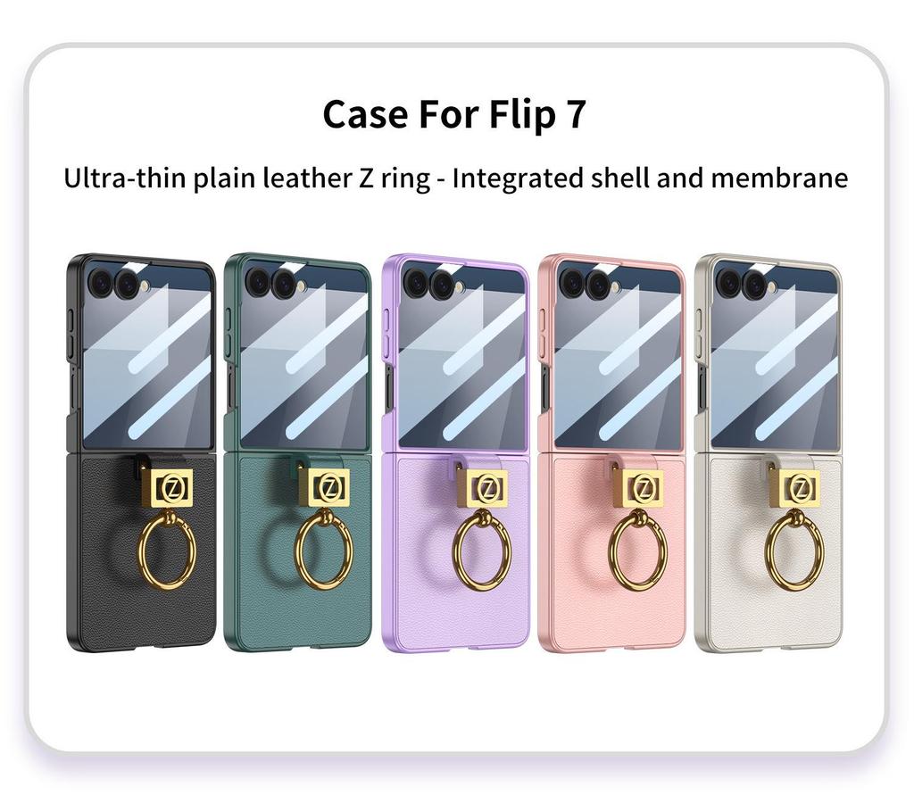 Ультратонкий складной чехол из ПУ-кожи Samsung Z Flip7 с кольцом-застежкой