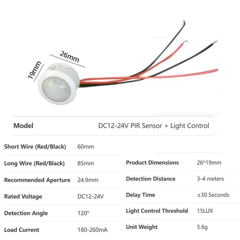 AC 220v or DC 12V 24V PIR Infrared Motion Automatic Lamp Sensor Detector IR Light Control Switch Human Body Indoor Outdoor