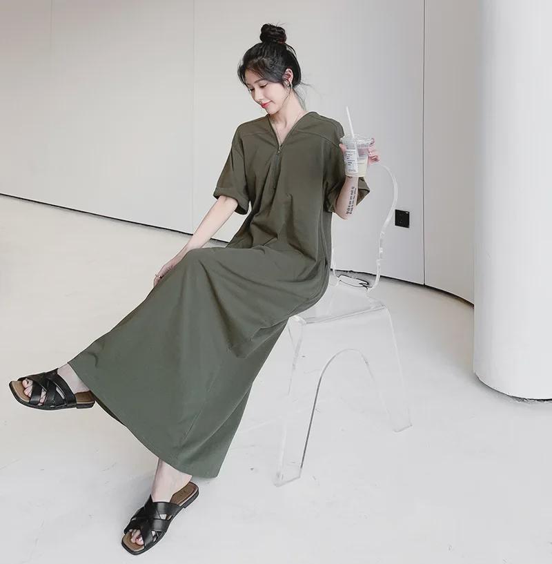 Платье-молния в стиле Хепберн в стиле ретро - женское летнее макси больших размеров, однотонное