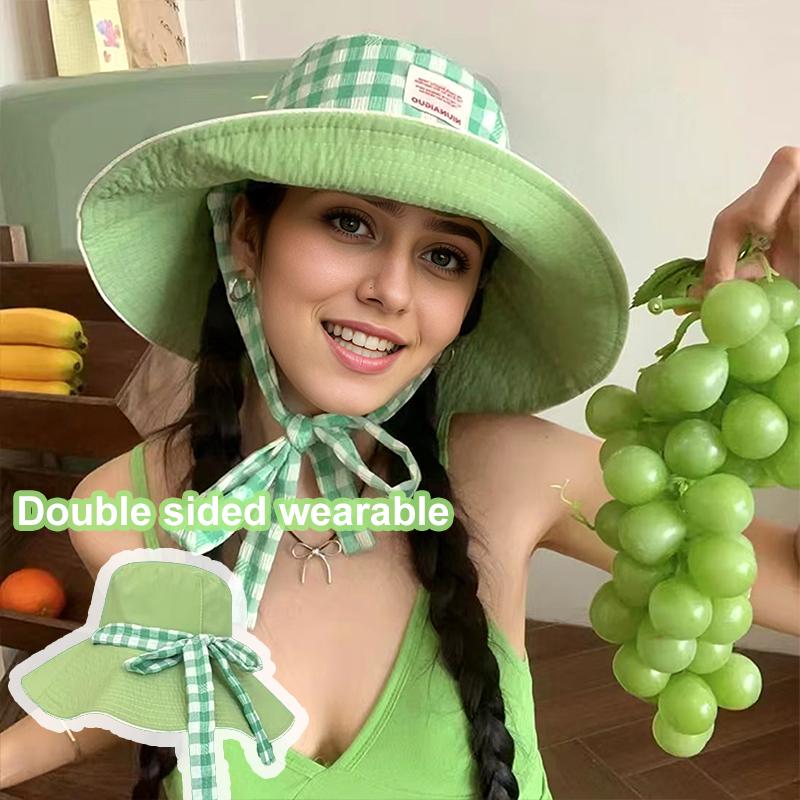 Женская шляпа от солнца, милая клетчатая шляпа для рыбалки с широким краем, солнцезащитная шляпа для путешествий, походов, больших полей, для пляжа, 5 цветов