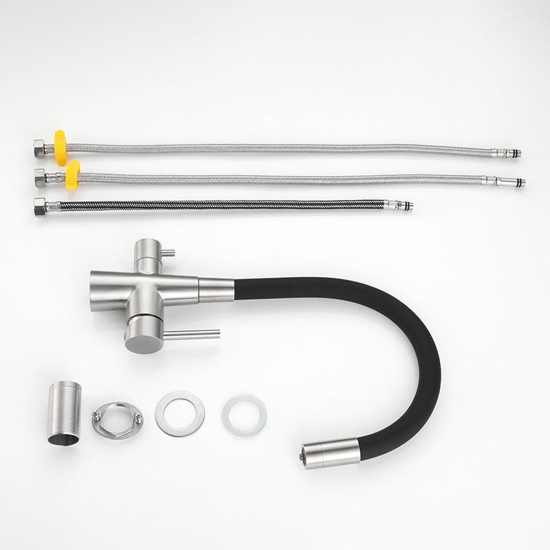 Кухонный кран-фильтр для воды из нержавеющей стали 304 с двойным изливом, кран-смеситель для чистой питьевой воды, для горячей и холодной воды, кухонный кран