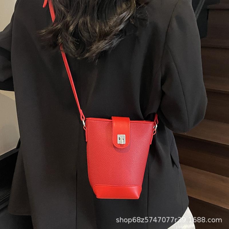 Foreign Style Ins Versatile Bucket Small Bag Women's 2025 New Summer Niche Design Mobile Phone Bag Shoulder Messenger Bag