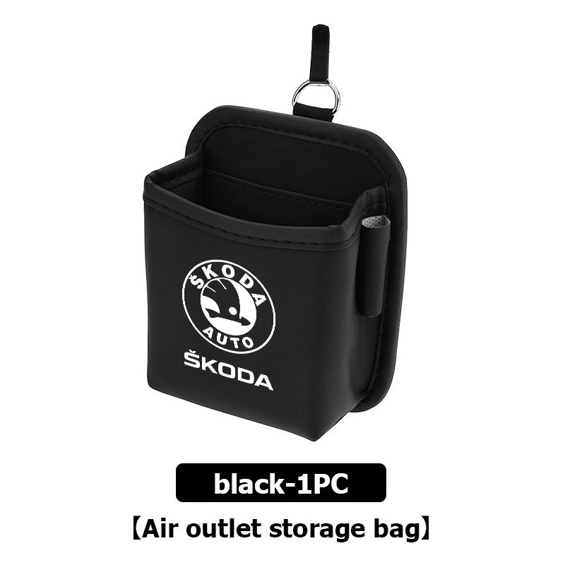 AAABT1 For Skoda Car Air Outlet Storage Box Hanging Phone Lipstick Lighter Organizer Bag Holder Rapid Octavia Derivative Enyaq-iV