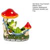 Mushroom Hammock Frog Figurine Garden Frog for Balcony Yard Art Lying Frog Ornament Indoor Desk