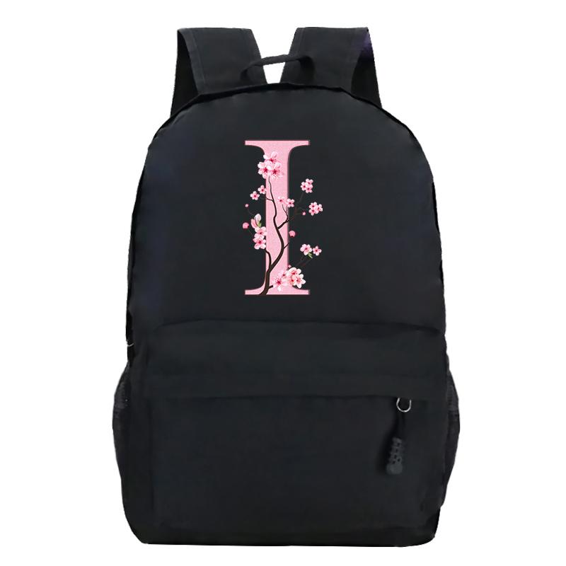 Back To School Rucksacks Trend Graphic Flower Alphabet Harajuku Style Trend Open-air Journey Knapsack Zip Laptop Bagpack