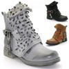 Womens Studded Goth Ankle Boots Timeless Chelsea Hollow Punk Buckle Martin Shoes
