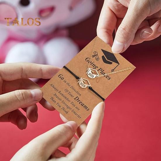 Комплект ювелирных изделий на выпускной 2025 года, ожерелье из нержавеющей стали, браслет, набор с карточкой, подарки на выпускной 2025 года для друзей