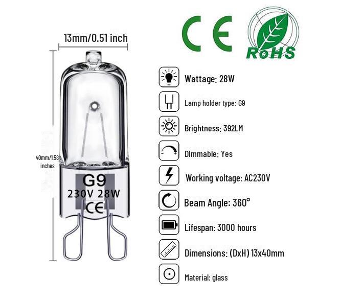 Галогенные лампы G4/G5.3 для ароматерапевтических ламп, 220 В/12 В, 20 Вт/35 Вт, двухконтактная хрустальная лампочка
