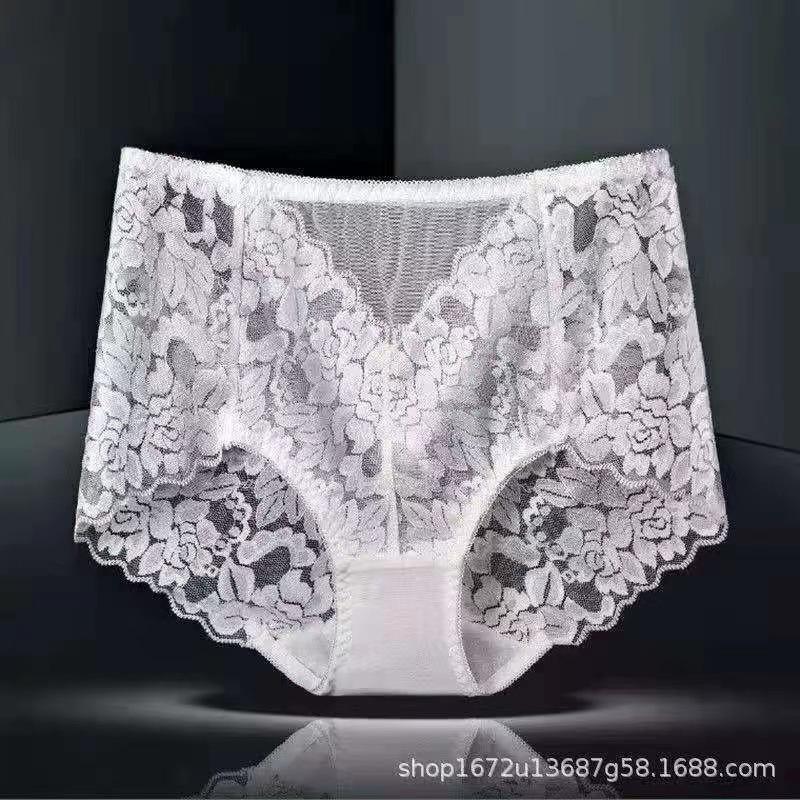 Ladies Sexy Mesh Panties High-waist Seamless Lace Underwear Briefs Transparent Silk Women Cotton Health Knickers Lingerie
