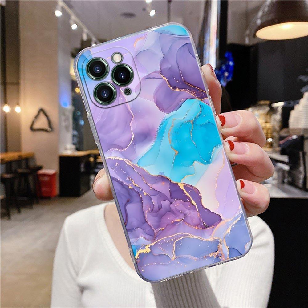 Прозрачный чехол с узором из переливающегося мрамора для iPhone 16 15 14 13 12 11 Pro Max Mini Xs XR X 7 8 Plus Чехол для iphone 16 Pro