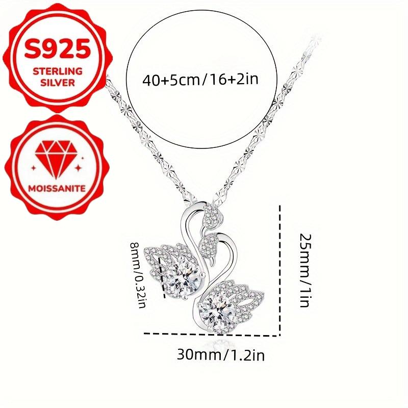 Luxurious necklace featuring a double geese design S925Pure silver pendant inlaid with sparkling moissanite It is an ideal choice for banquets,