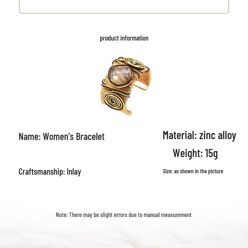 Элегантный женский браслет с резьбой и инкрустацией драгоценными камнями: Европейский и американский стиль