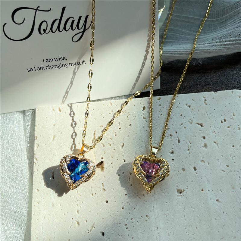 High Grade Heart Of The Sea Pendant Necklace Stainless Steel Chain Choker Jewelry Valentine's Party Gifts For Women Girls
