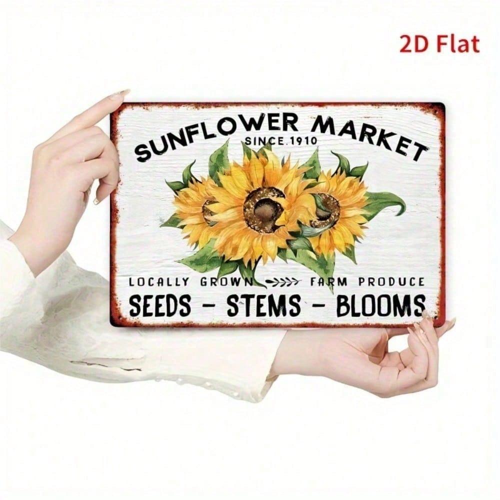 ChicSun Metal Wall Art Vintage Tin Sunflower Decor for Farmhouse Kitchen Rustic Home