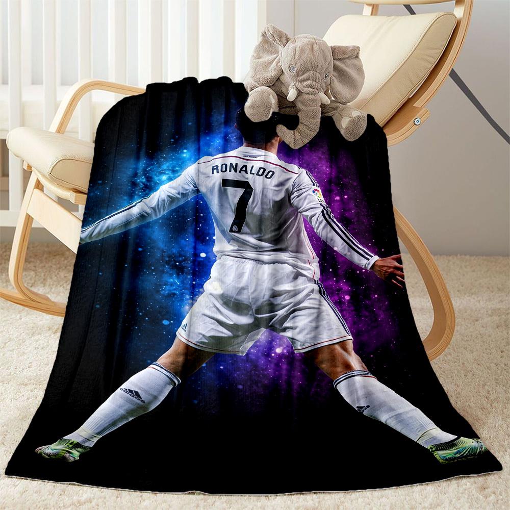 Ronaldo's Superstar Legacy: Moonlit Vision Blanket Soft Warm Cozy Perfect for Office Chair Couch Picnics Four Seasons Universal Playful Design