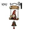 Ladybug Bee Sunflower Gnome Garden Bell, Welcome Outdoor Hanging Doorbell, Forest Theme Home Ornament Wind Chimes for Patio Porch Yard Decorations