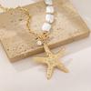 Imitation Pearl Sea Star Pendant Necklace Handmade Bohemian Shell Beads Necklace  Women's