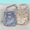 Adorable Corduroy Bear Print Canvas Tote Bag Spacious Soft Shoulder Bag For Students